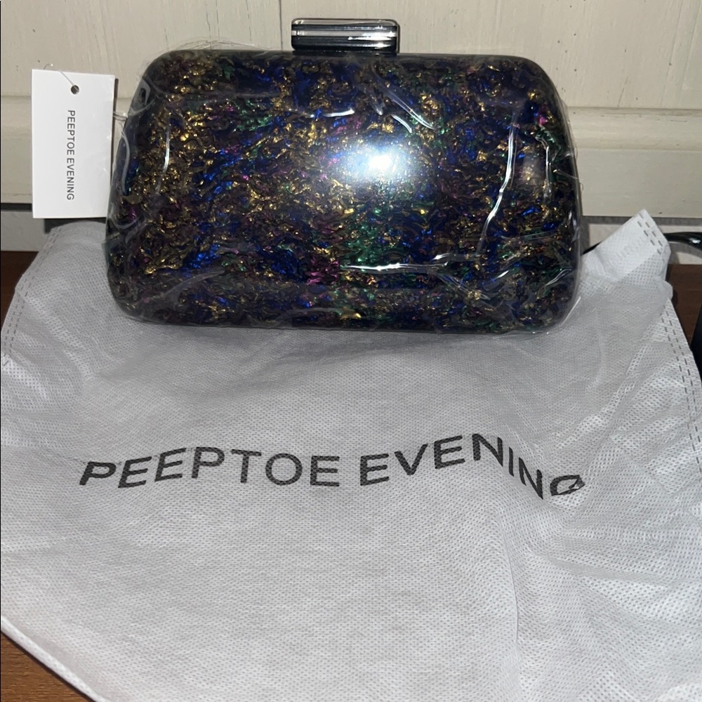 Peeptoe Evening Multicolor Acrylic Evening Clutch Bag